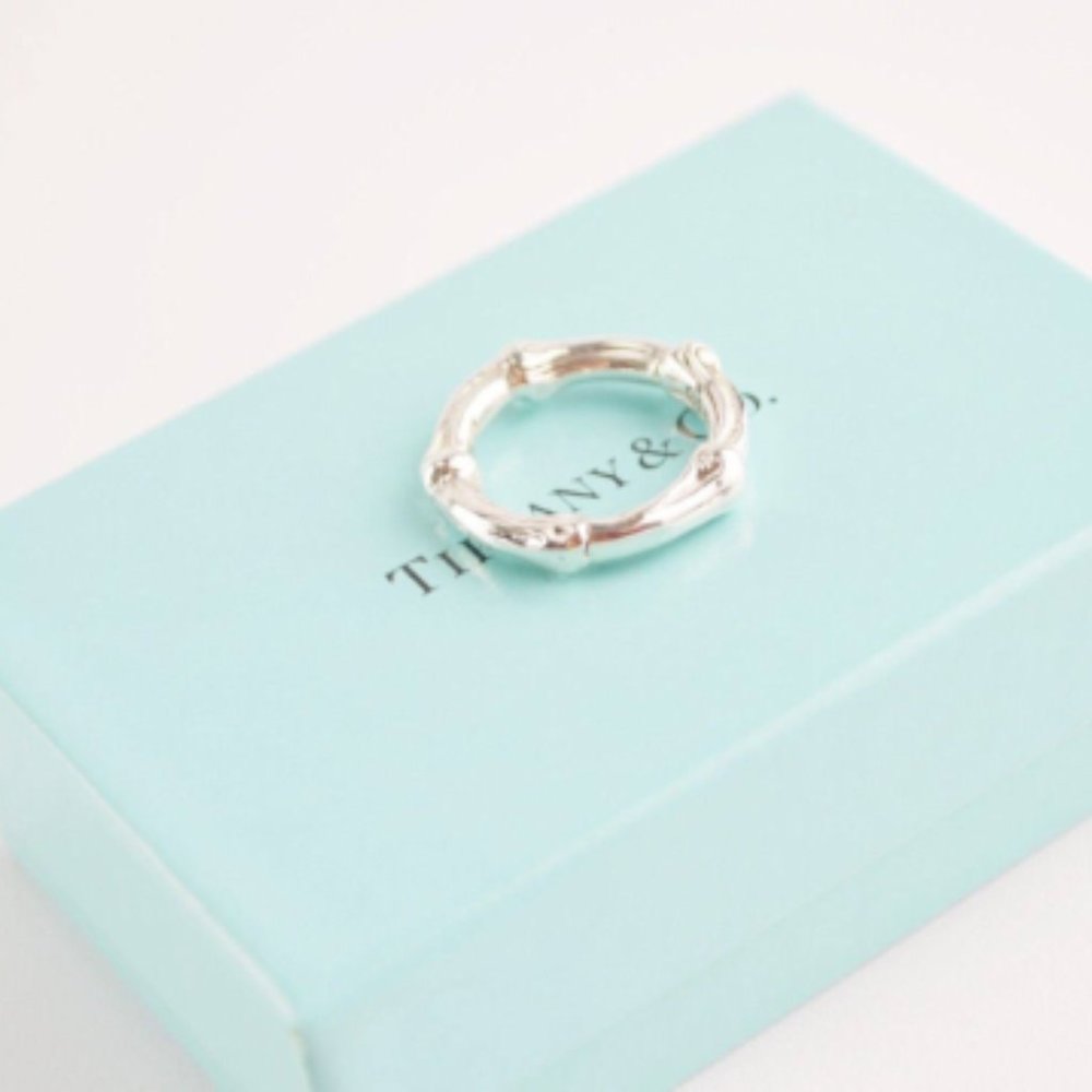 RARE, LIKE NEW!! Gorgeous Authentic Tiffany & Co. Sterling Silver Bamboo Ring 5 - Picture 3 of 4